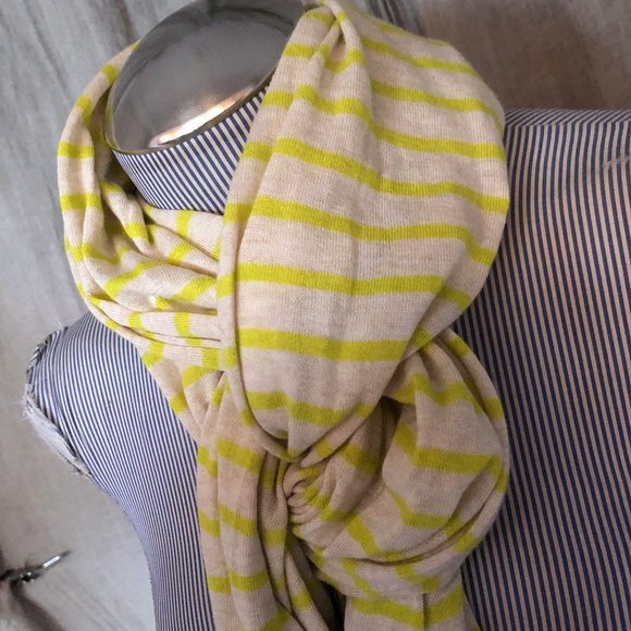 J. crew yellow Summer to Fall French Breton stripe scarf - Picture 1 of 4